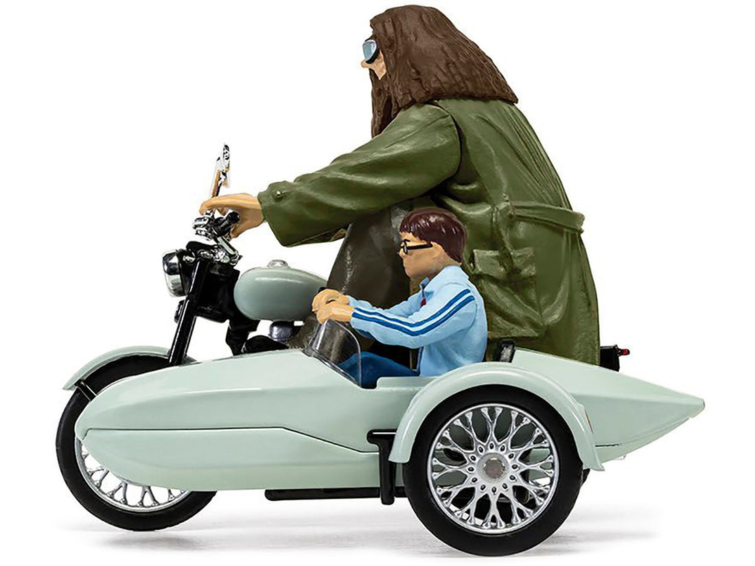 Motorcycle and Sidecar Light Green with Harry and Hagrid Figures "Harry Potter and the Deathly Hallows Part 1" (2010) Movie Diecast Motorcycle Model  by Corgi-1