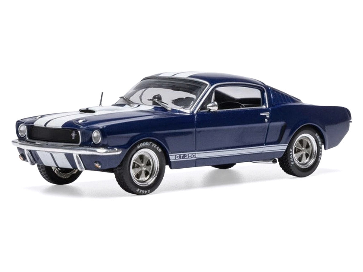 1965 Shelby GT350 Dark Blue Metallic with White Stripes 1/43 Diecast Model by IXO Models-1