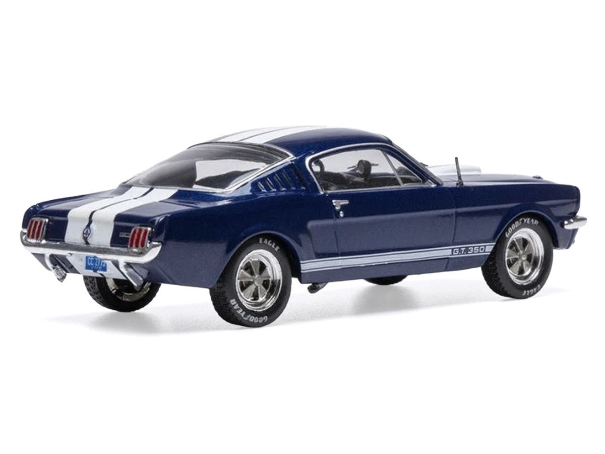 1965 Shelby GT350 Dark Blue Metallic with White Stripes 1/43 Diecast Model by IXO Models-0