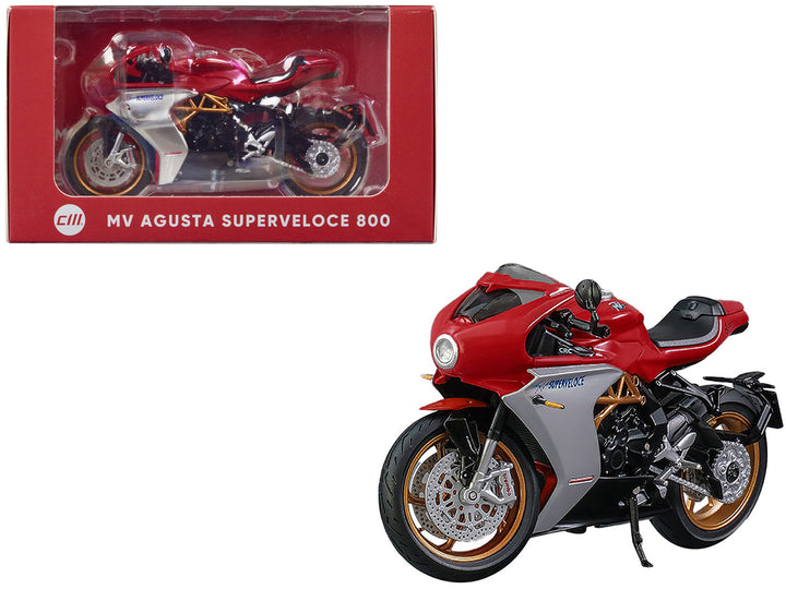 MV Agusta Superveloce 800 Motorcycle Red and Silver 1/18 Diecast Model by CM Models-0