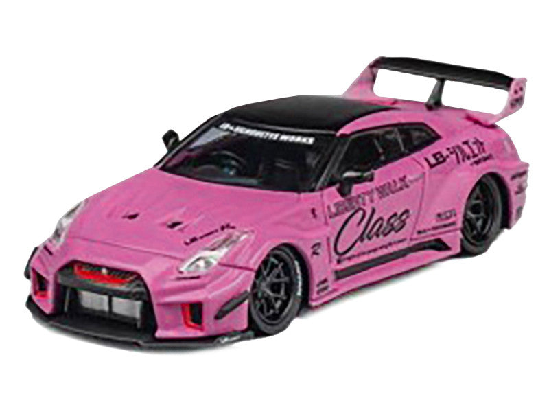 Nissan 35GT-RR "LB-Silhouette Works GT" RHD (Right Hand Drive) Pink with Black Top and Extra Wheels 1/64 Diecast Model Car by CM Models-1