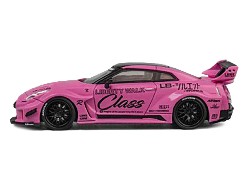 Nissan 35GT-RR "LB-Silhouette Works GT" RHD (Right Hand Drive) Pink with Black Top and Extra Wheels 1/64 Diecast Model Car by CM Models-2