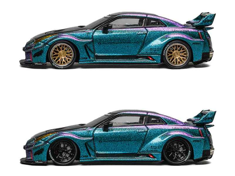 Nissan 35GT-RR "LB-Silhouette Works GT" RHD (Right Hand Drive) Magic Purple Metallic with Extra Wheels 1/64 Diecast Model Car by CM Model 5