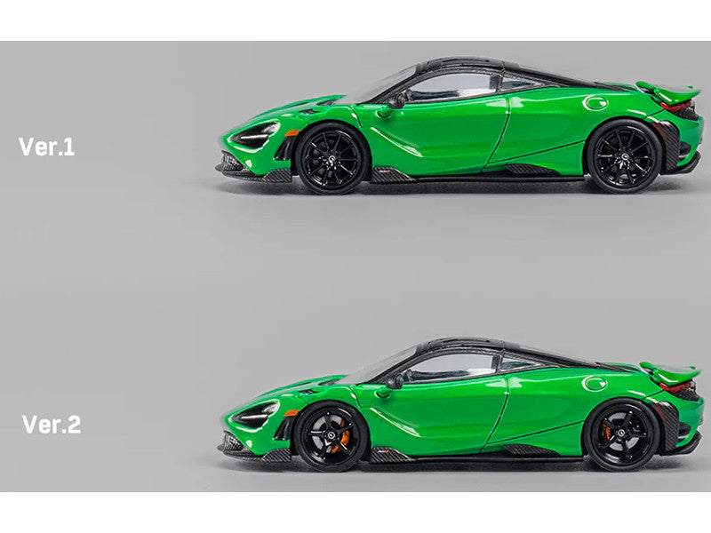 McLaren 765LT Green with Black Top and Extra Wheels 1/64 Diecast Model Car by CM Models-0