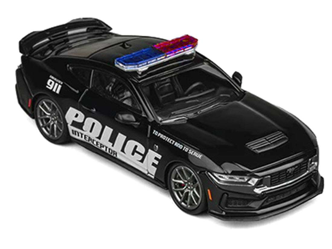 Ford Mustang Dark Horse "Police Interceptor" Black 1/64 Diecast Model Car by CM Models