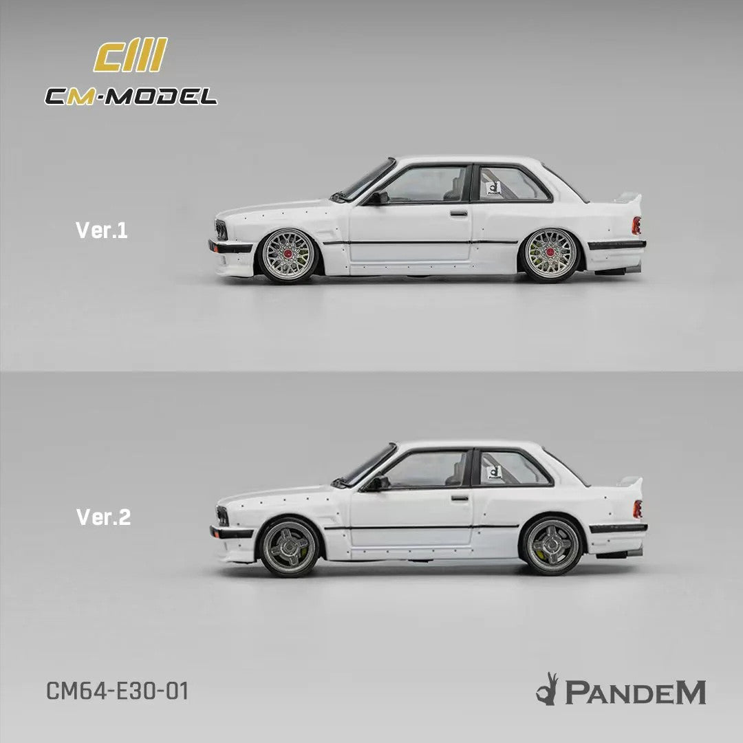 Pandem E30 V1 White with Extra Wheels 1/64 Diecast Model Car by CM Models