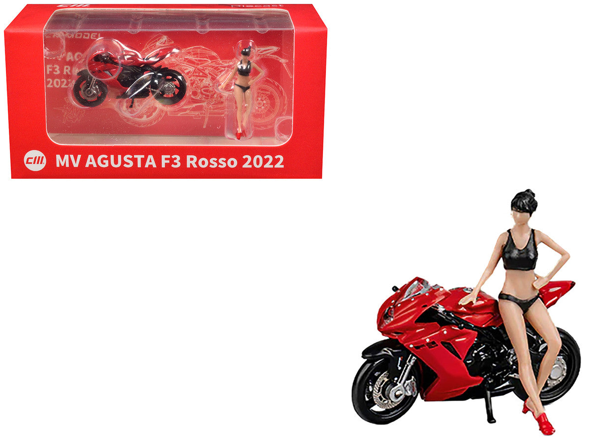 2022 MV Agusta F3 Rosso Motorcycle Red with Figure 1/64 Diecast Model by CM Model-2
