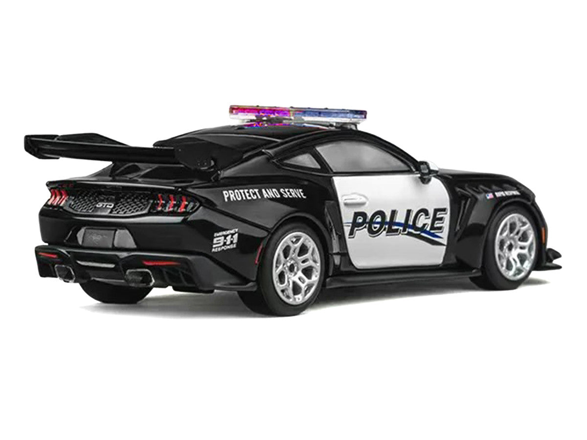 Ford Mustang GTD "Police" Black and White 1/64 Diecast Model Car by CM Models