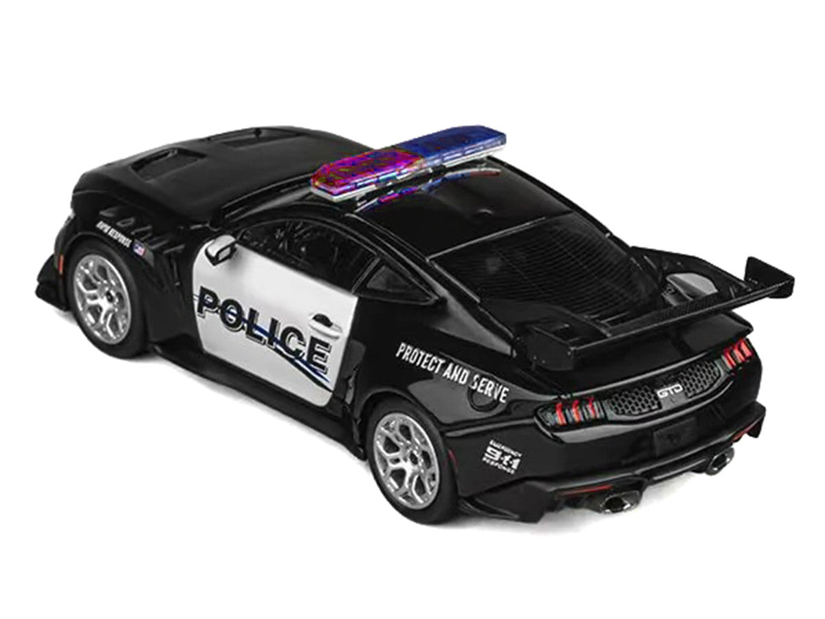 Ford Mustang GTD "Police" Black and White 1/64 Diecast Model Car by CM Models