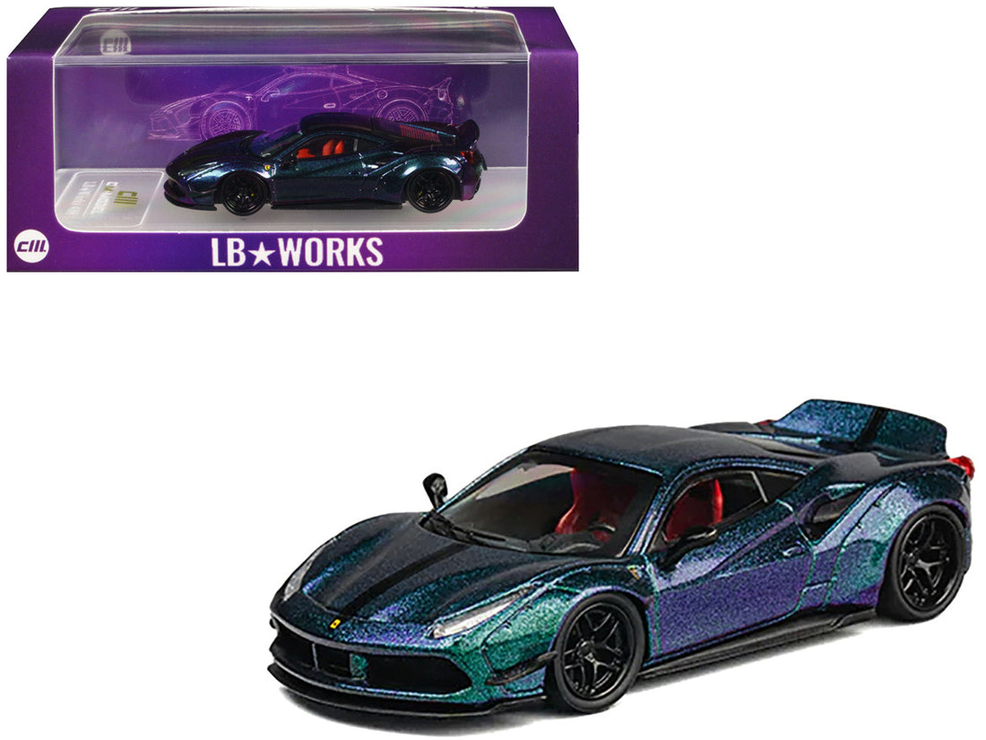 LB Works 488 Magic Purple Metallic 1/64 Diecast Model Car by CM Model-4