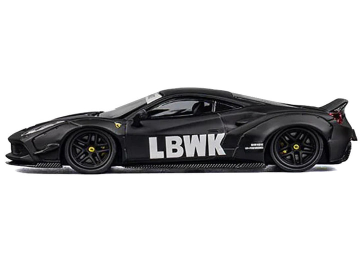 LB Works 488 "LBWK" Matt Black 1/64 Diecast Model Car by CM Model-0