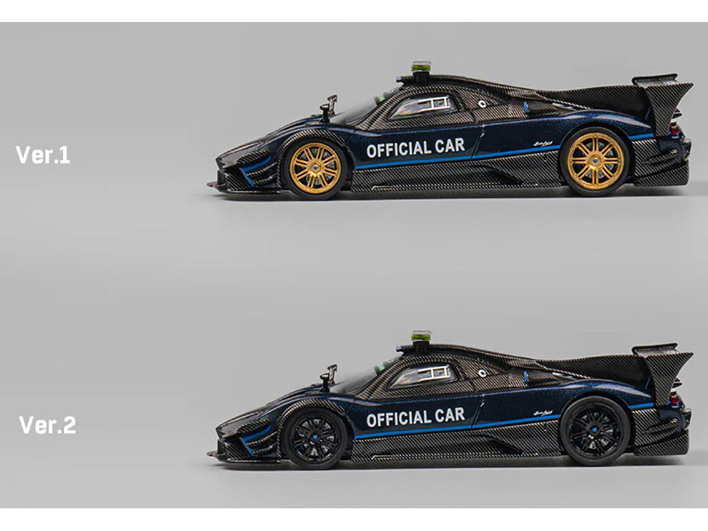 Pagani Zonda Revolucion "Official Car" Dark Blue and Carbon with Extra Wheels 1/64 Diecast Model Car by CM Models-2
