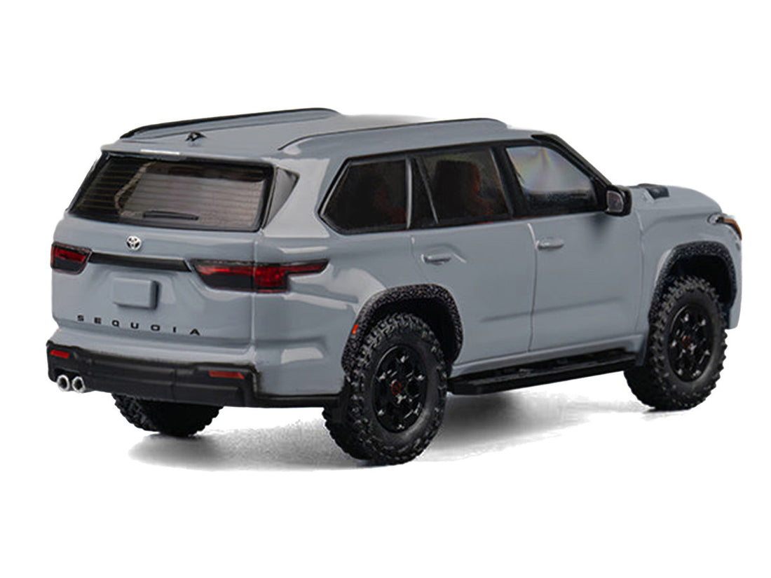 2024 Toyota Sequoia Cement Gray with Red Interior 1/64 Diecast Model Car by CM Models