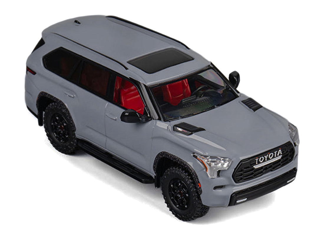 2024 Toyota Sequoia Cement Gray with Red Interior 1/64 Diecast Model Car by CM Models