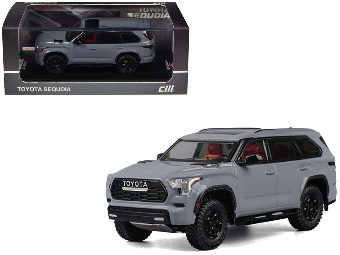 2024 Toyota Sequoia Cement Gray with Red Interior 1/64 Diecast Model Car by CM Models