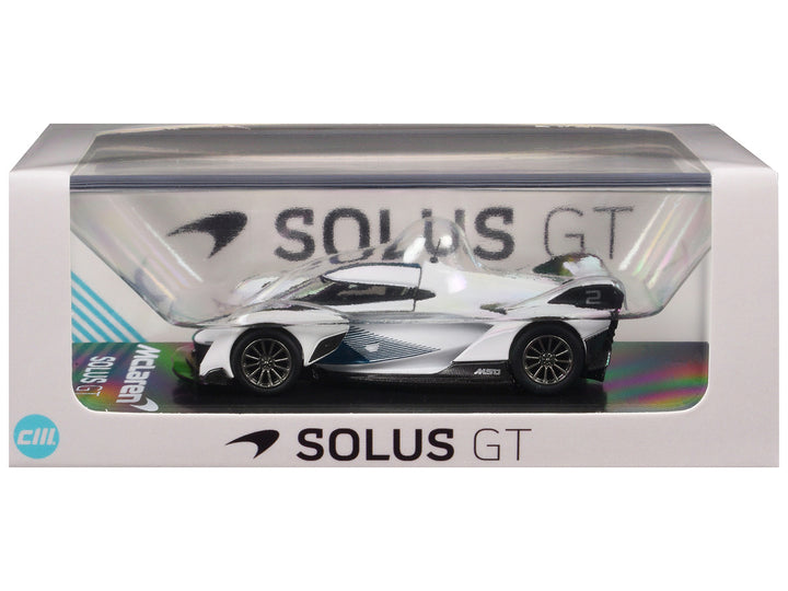 McLaren Solus GT White with Blue Stripes 1/64 Diecast Model Car by CM Model-0
