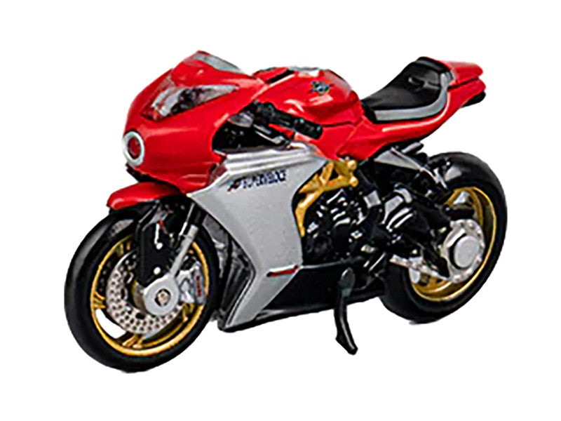 MV Agusta Superveloce 800 Motorcycle Red and Silver with Figure 1/64 Diecast Model by CM Model-0