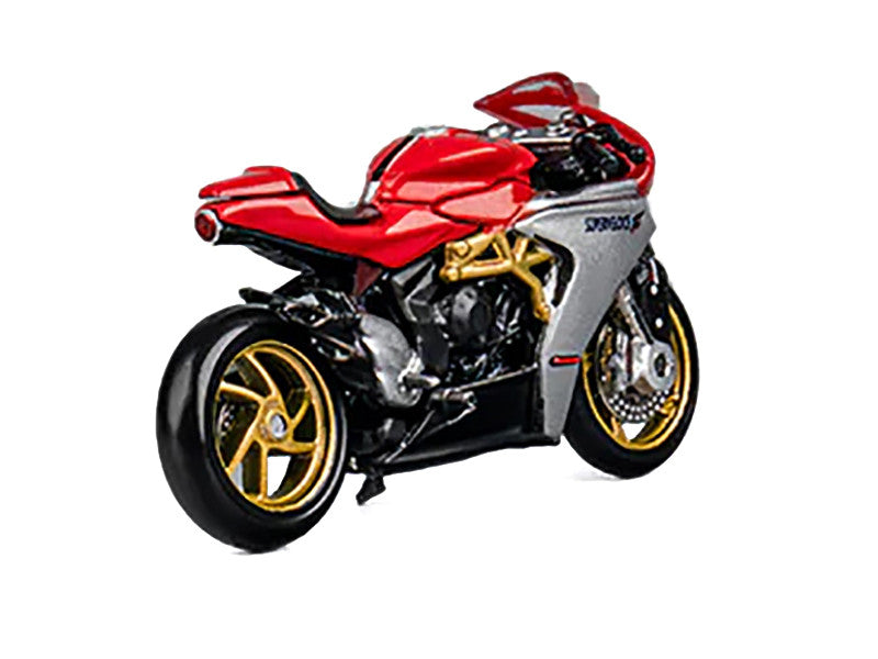 MV Agusta Superveloce 800 Motorcycle Red and Silver with Figure 1/64 Diecast Model by CM Model-1