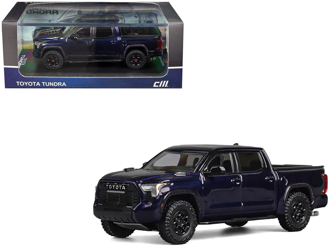Toyota Tundra Pickup Truck Dark Blue Metallic 1/64 Diecast Model Car by CM Model-3