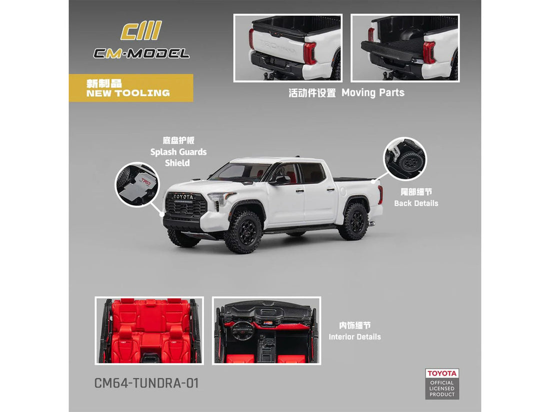 Toyota Tundra Pickup Truck White 1/64 Diecast Model Car by CM Model-2