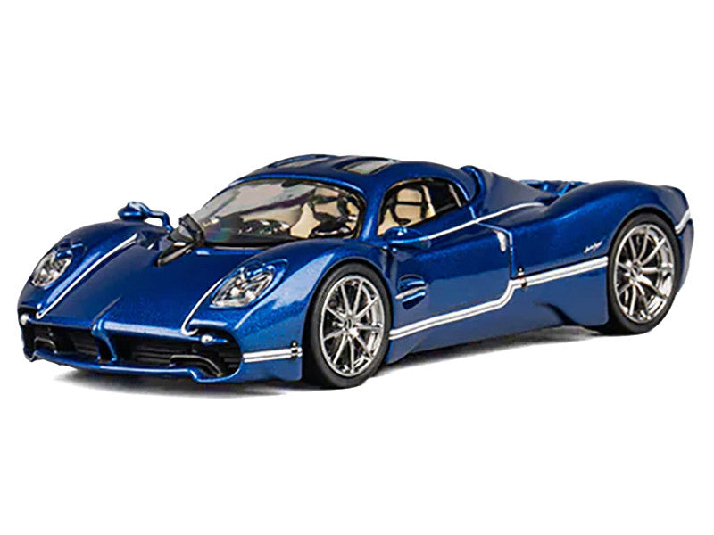 Pagani Utopia Blue Metallic with White Stripes 1/64 Diecast Model Car by CM Model-1