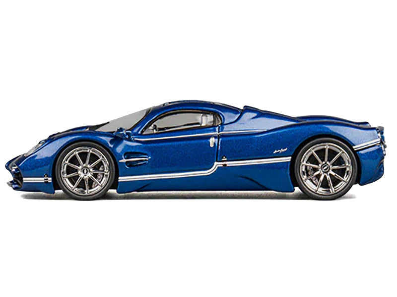 Pagani Utopia Blue Metallic with White Stripes 1/64 Diecast Model Car by CM Model-2