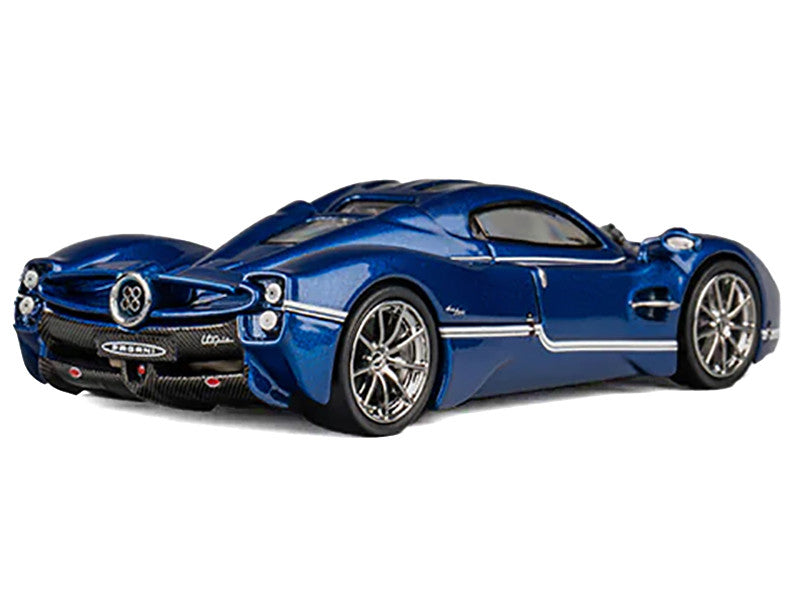 Pagani Utopia Blue Metallic with White Stripes 1/64 Diecast Model Car by CM Model-3