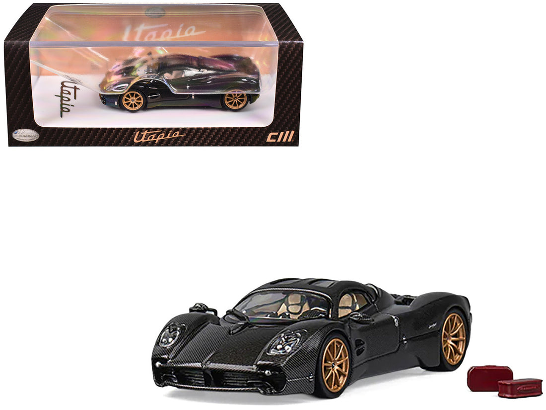Pagani Utopia Full Carbon with Gold Wheels 1/64 Diecast Model Car by CM Model-4