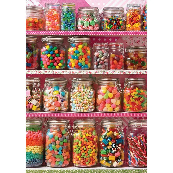 Jack Pine Candy Shelf 1000 Piece Jigsaw Puzzle featuring colorful jars of candy and sweets displayed on shelves  - image