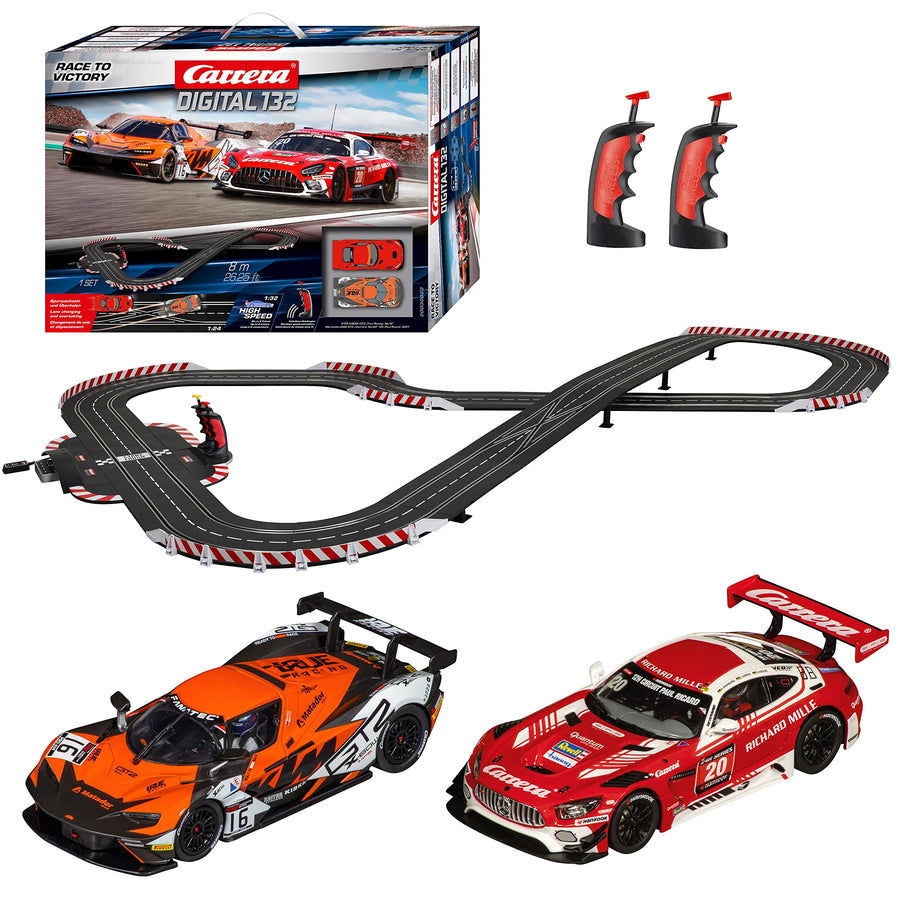 Race to Victory Digital Slot Car Set with Wireless Controllers, Carrera Digital 1:32/1:24 Slot Car Track Set 20030023
