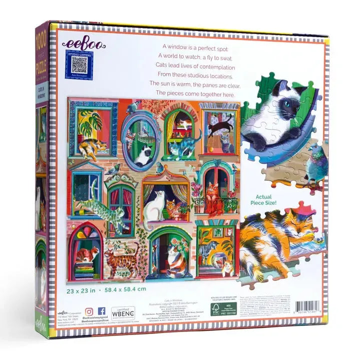 Cats in Windows 1000 Piece Jigsaw Puzzle eeBoo 3