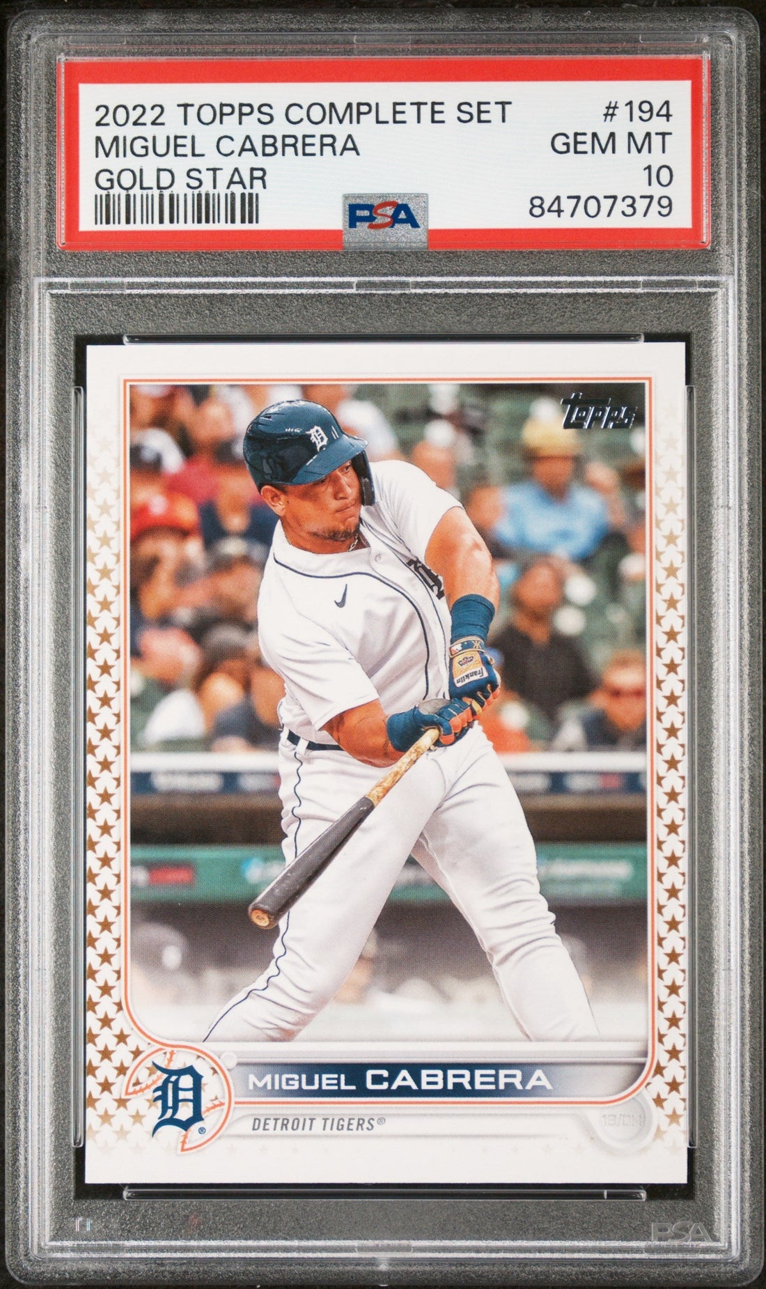 2022 TOPPS COMPLETE SET MIGUEL CABRERA GOLD STAR #194 - PSA 10