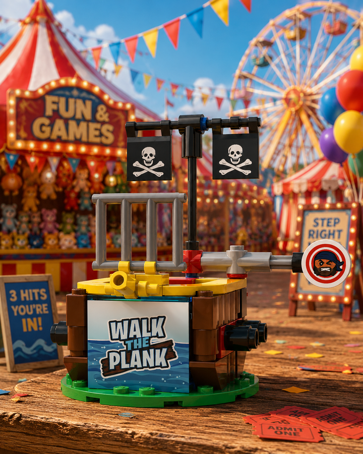 LEGO compatible amusement park dunk tank display