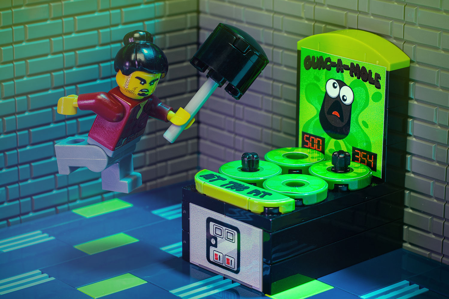 Guac-A-Mole - Custom Arcade Whac-A-Mole Set made using LEGO parts - B3 Customs 2