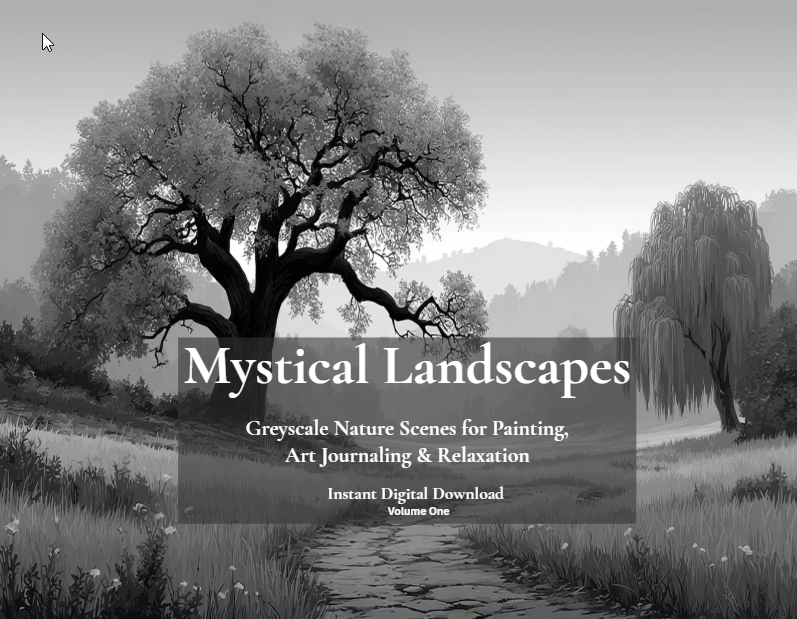 Mystical Landscapes - Greyscale Nature Scenes for Painting, Art Journaling, & Coloring Vol One 