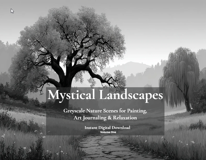 Mystical Landscapes - Greyscale Nature Scenes for Painting, Art Journaling, & Coloring Vol One 