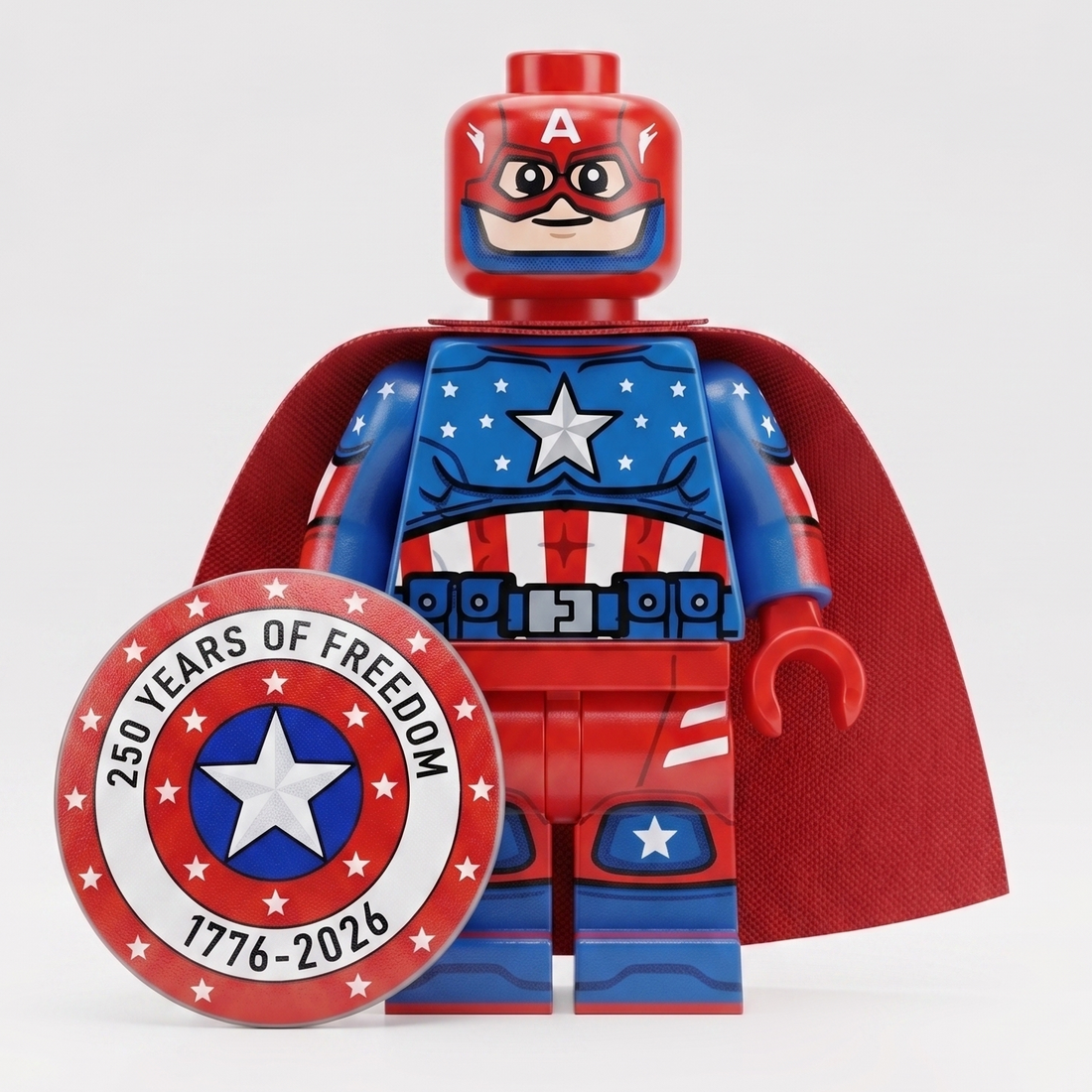 Patriotic Captain America 250 Years custom LEGO compatible minifigure