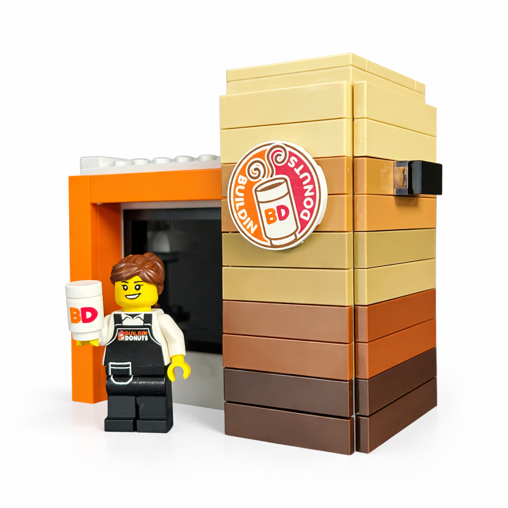 Buildin' Donuts Stand with Minifig for Lego