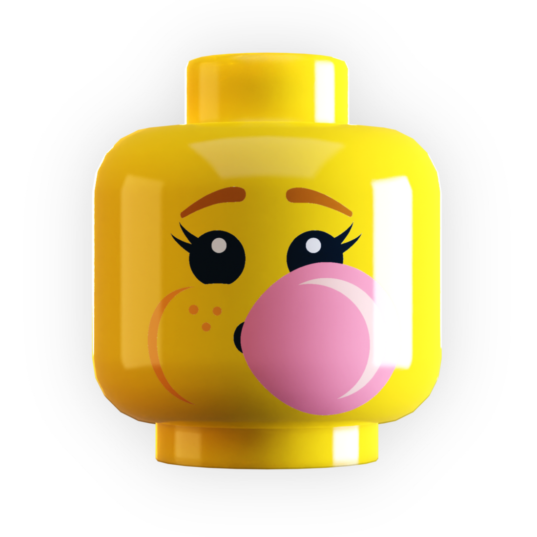 Girl Blowing Bubble Gum Minifig Head made using LEGO parts - B3 Customs