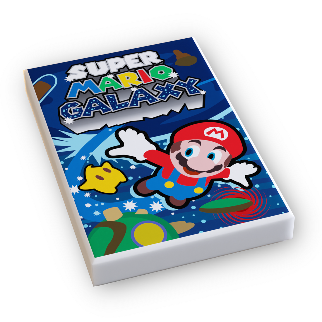Super Brickio Galaxy Video Game Cover (2x3 Tile) for Lego
