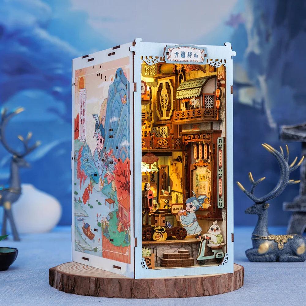 Book Nook Wizardi Miniature - Azure Phoenix Lodge Roombox Kit-2