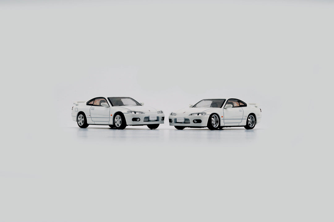 Nissan Silvia S15 WHITE / SILVER / YELLOW - RHD 1:64 BM Creations Twin Front View