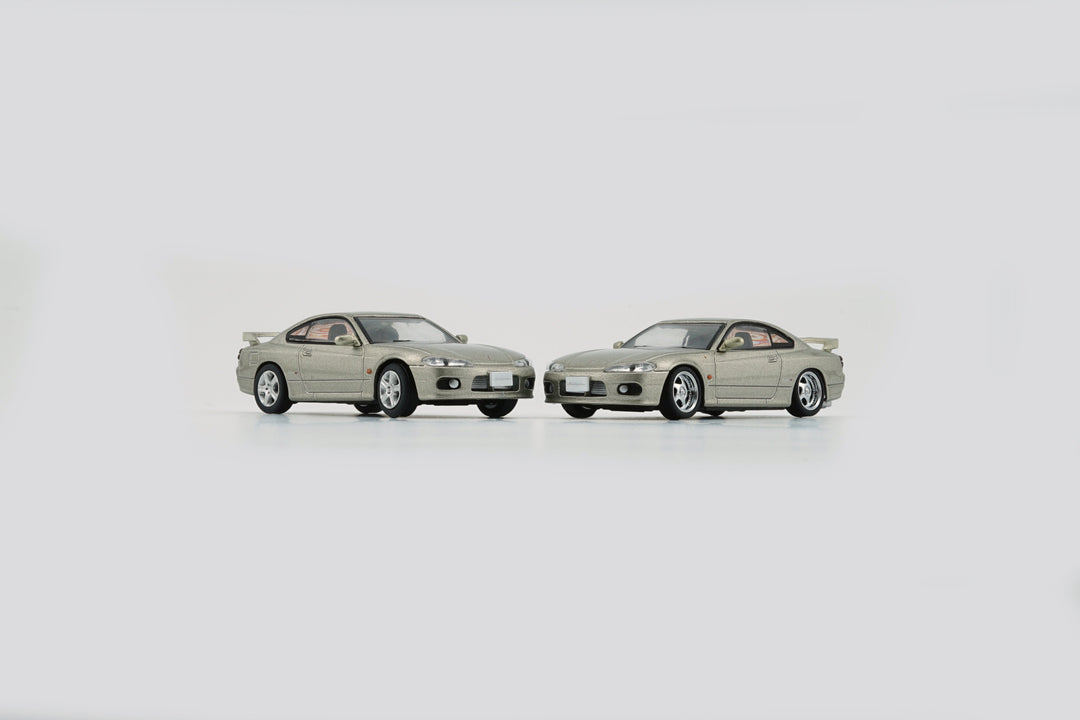 Nissan Silvia S15 WHITE / SILVER / YELLOW - RHD 1:64 BM Creations Silver Double Front View