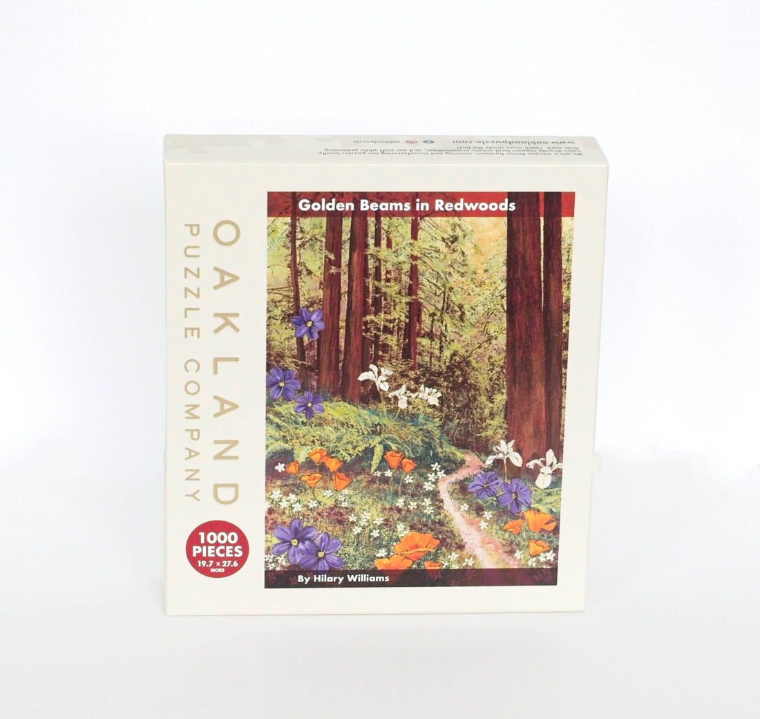 Golden Beams in Redwoods Puzzle – 1000 Pieces of California Forest Art by Hilary Williams 2