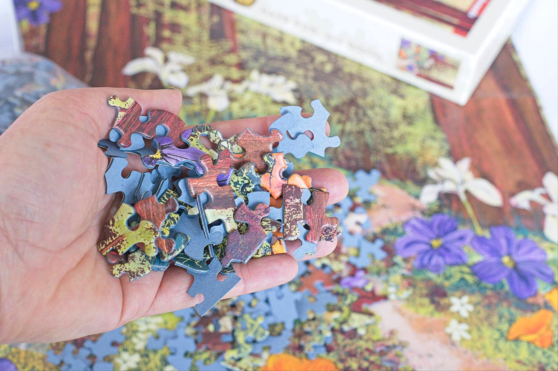 Golden Beams in Redwoods Puzzle – 1000 Pieces of California Forest Art by Hilary Williams 3