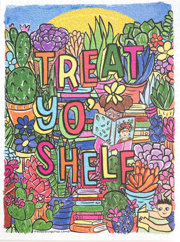 Treat Yo Shelf Puzzle by Susana Sanchez-Young 1000 Piece Book and Plant Lovers Jigsaw