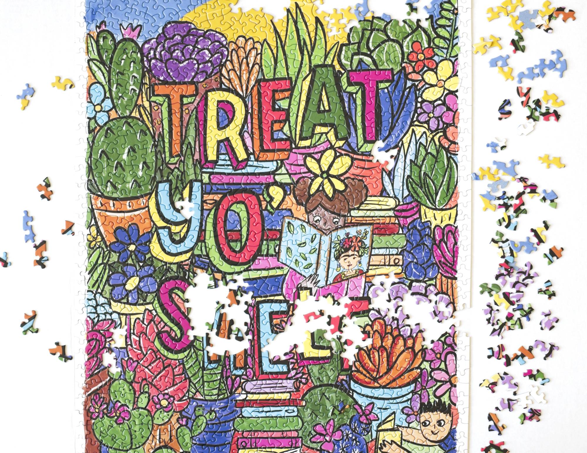 Treat Yo Shelf Puzzle by Susana Sanchez-Young 1000 Piece Book and Plant Lovers Jigsaw 8