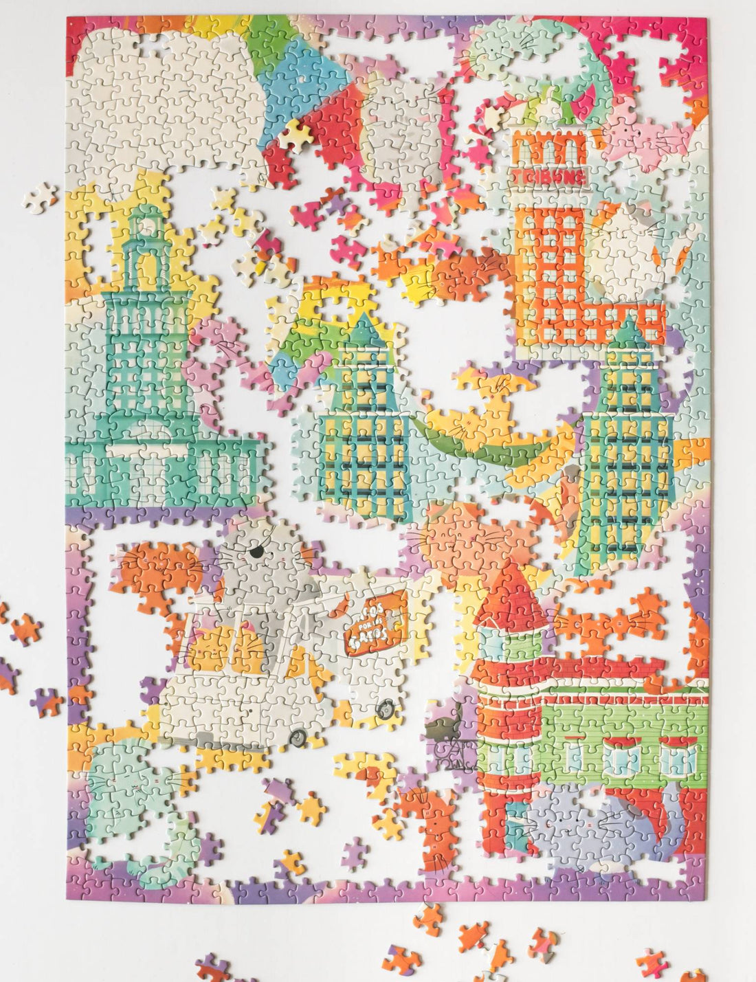 Cat Town Whimsy 1000-piece Jigsaw Puzzle by ChubCatArt 4