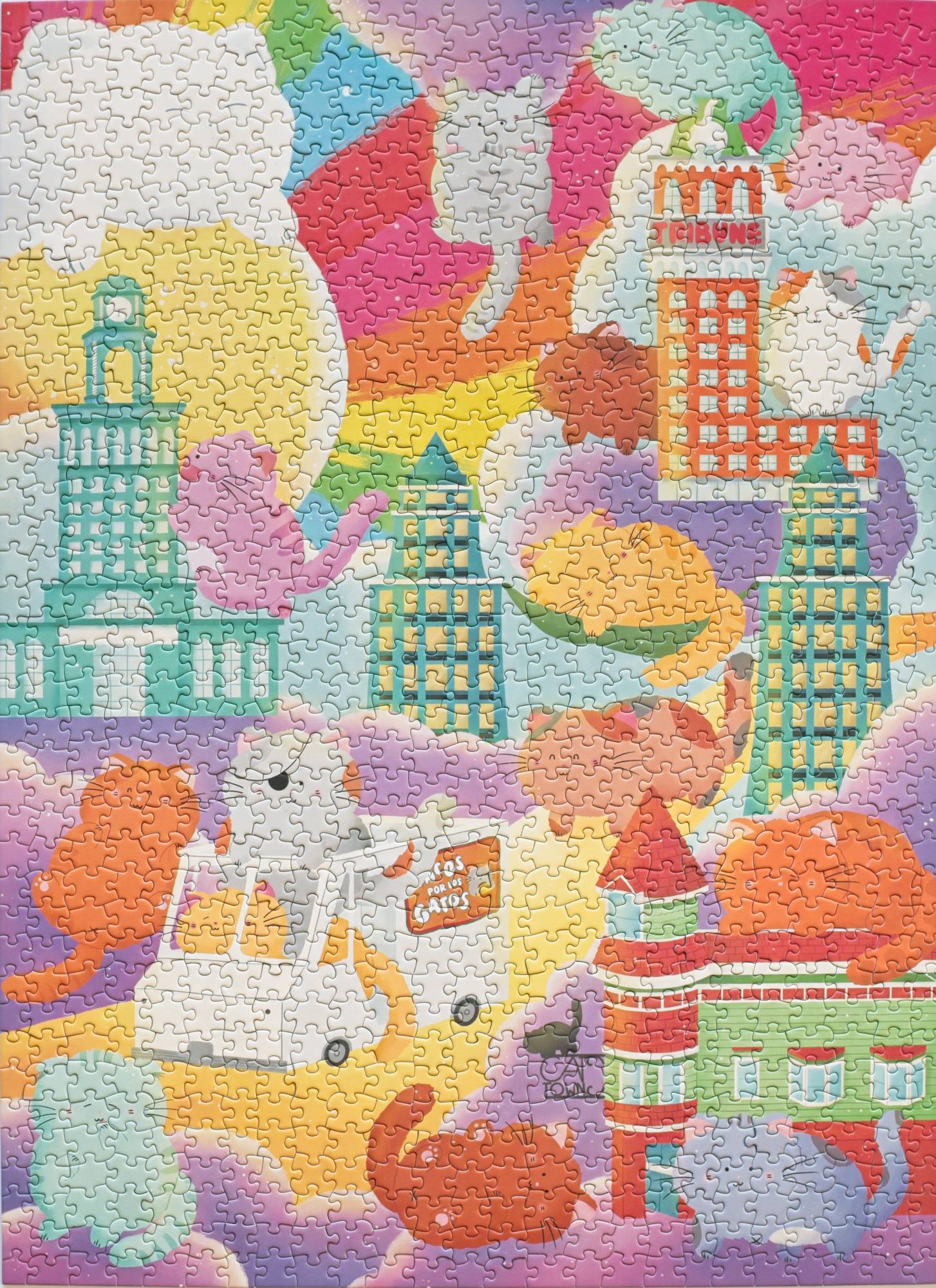 Cat Town Whimsy 1000-piece Jigsaw Puzzle by ChubCatArt