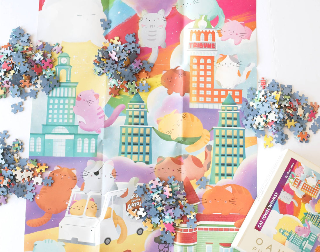 Cat Town Whimsy 1000-piece Jigsaw Puzzle by ChubCatArt 7